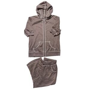SJB Active by St. John's Bay Brown Sweatsuit Active Capri Set Sz Medium